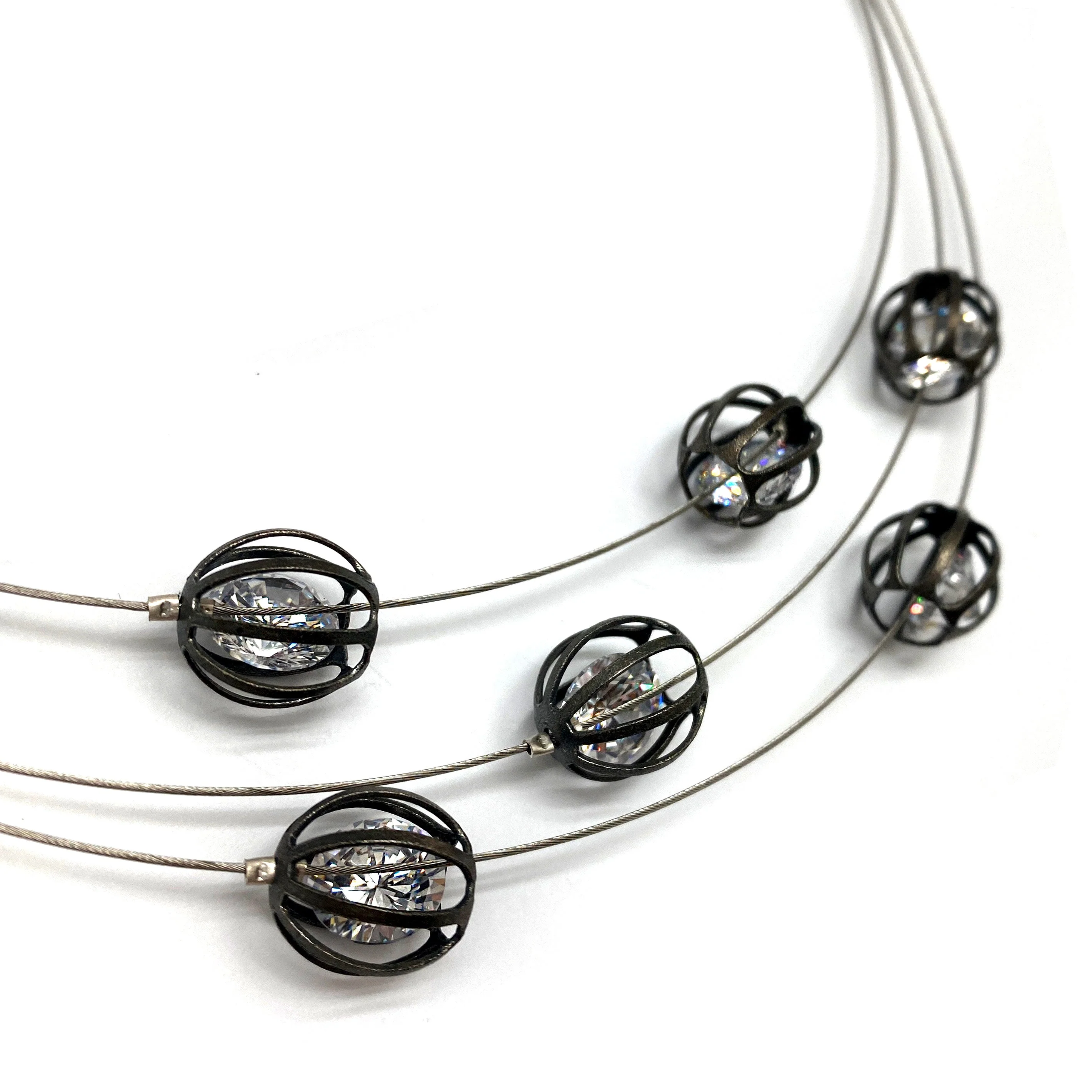 Steel and Crystal Necklace - Image 4