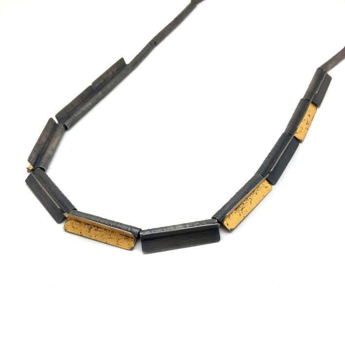 Winged Black and Gold Leaf Necklace - Image 3